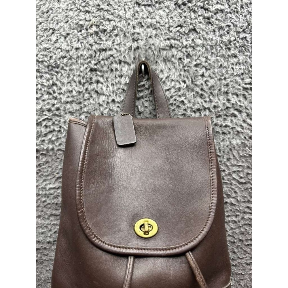 Vintage Coach K3H-9791 Women's Leather Turn-Lock‎ Daypack Backpack Dark Brown - Picture 3 of 11